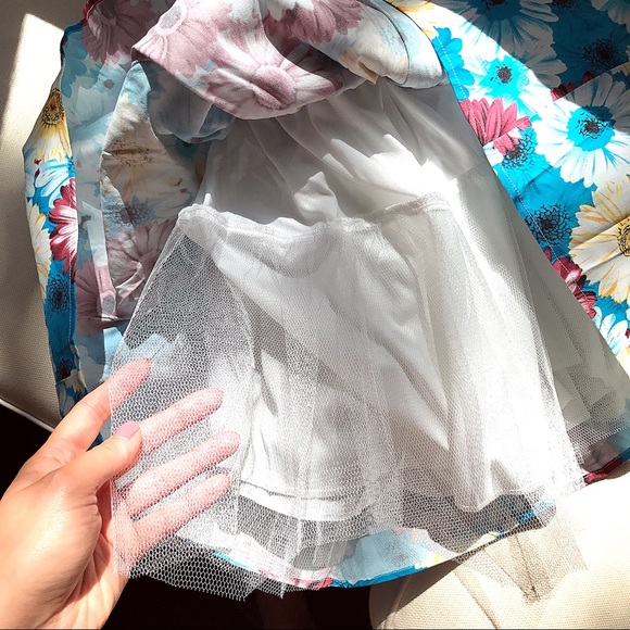 Yellow Blue Floral Mini Dress 🌺☀️🦋 - Picture 7 of 8